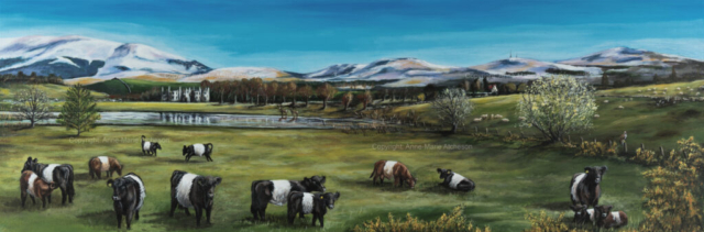 Commission painting of cattle in field