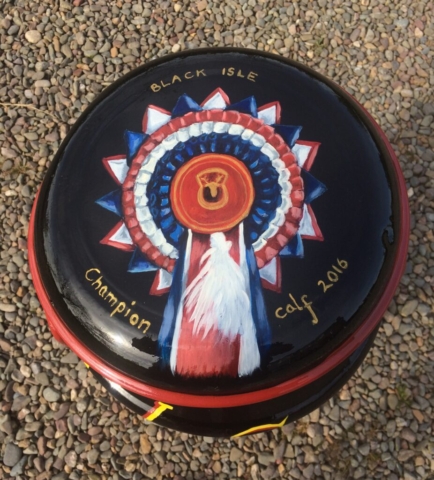 Milk Churn lid with painting of a Rosette