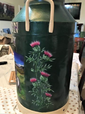 Milk Churn with painting of Thistle