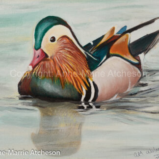 Mandarin Duck Painting on Wooden Plaque