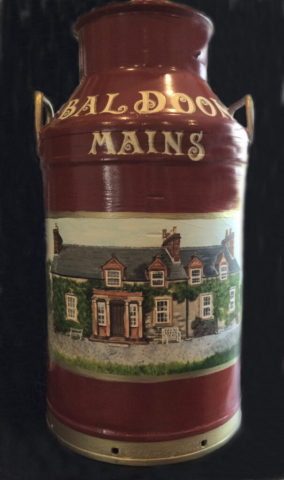 Milk Churn with painting of a house